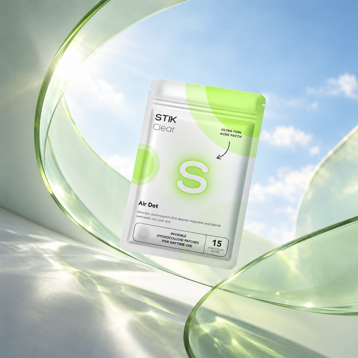 STIK Air Dot pouch, 3D packaging render