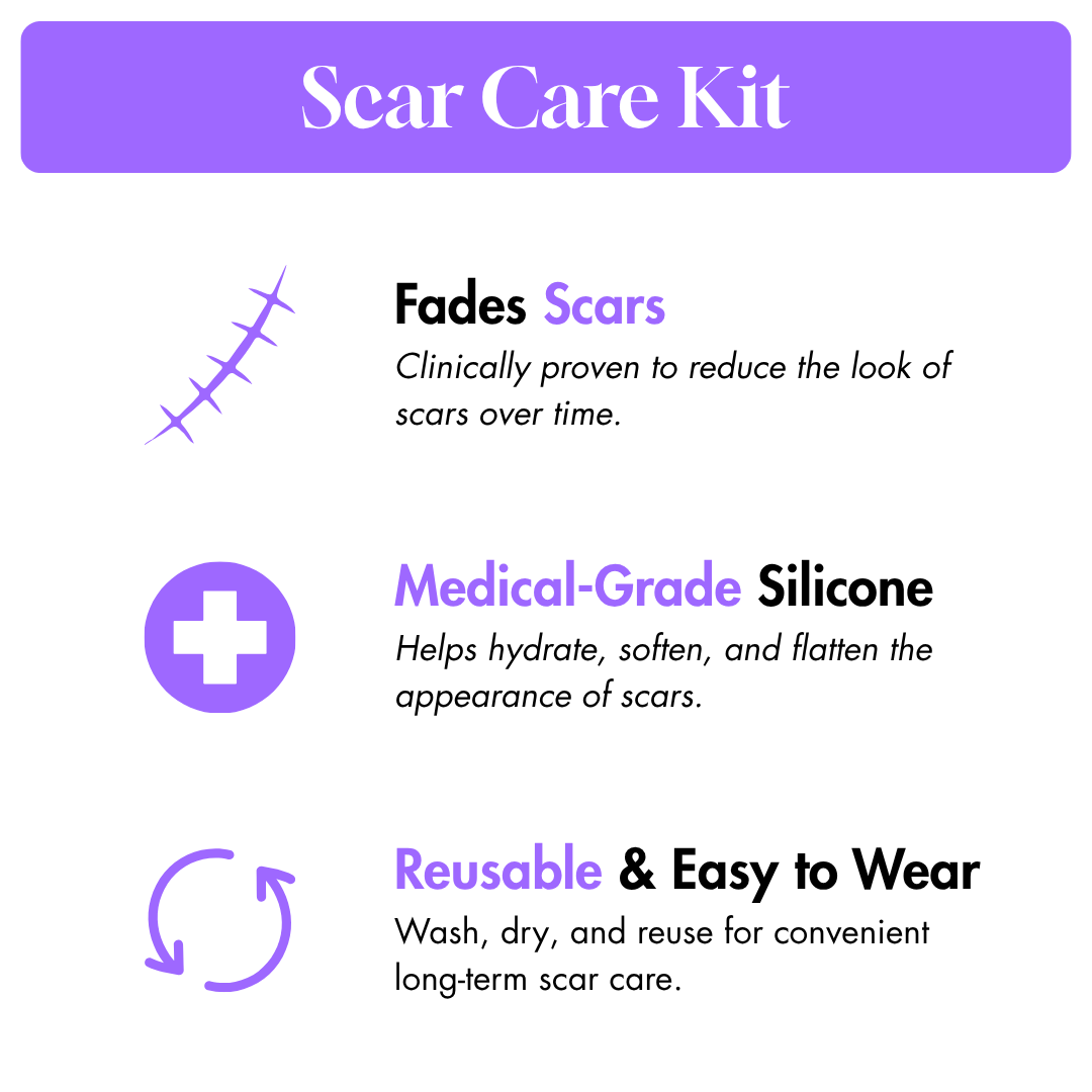 Scar Care Kit: fades scars, medical-grade silicone, reusable and easy to wear