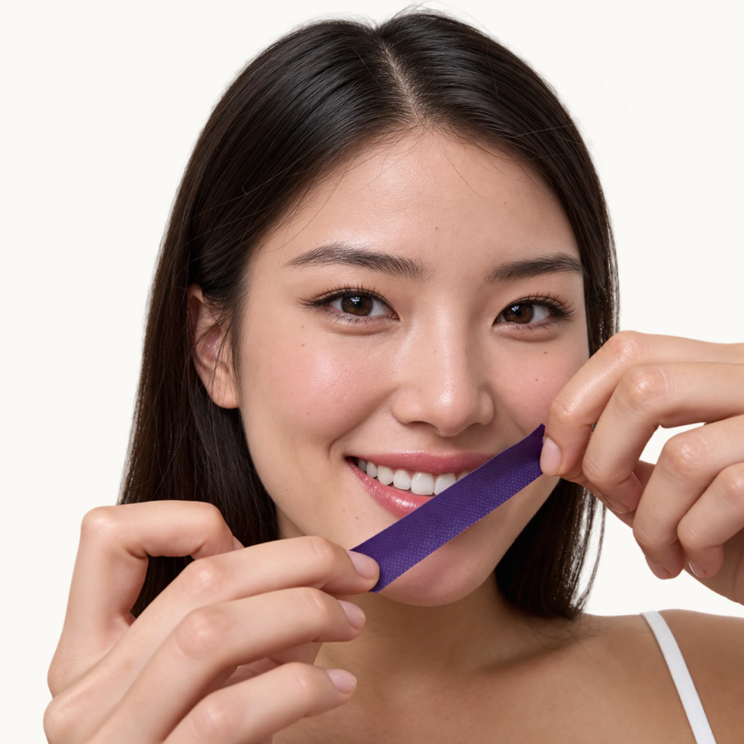 Model wearing a STIK whitening strip