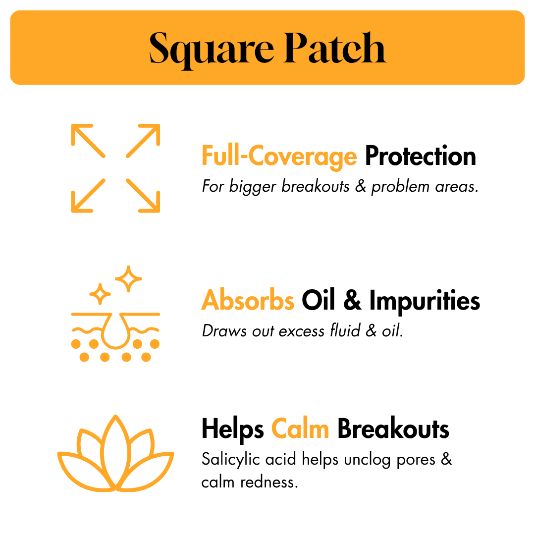 STIK Square Patch: Full-coverage protection, absorbs oil and impurities, calms breakouts