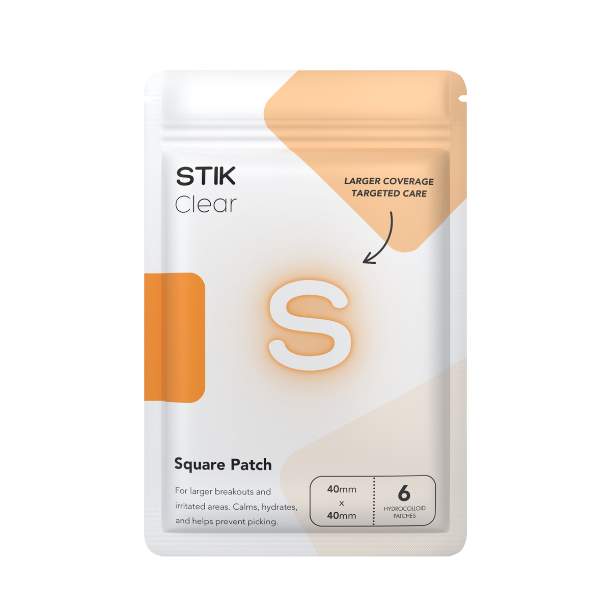 STIK Square Patch pouch, white background